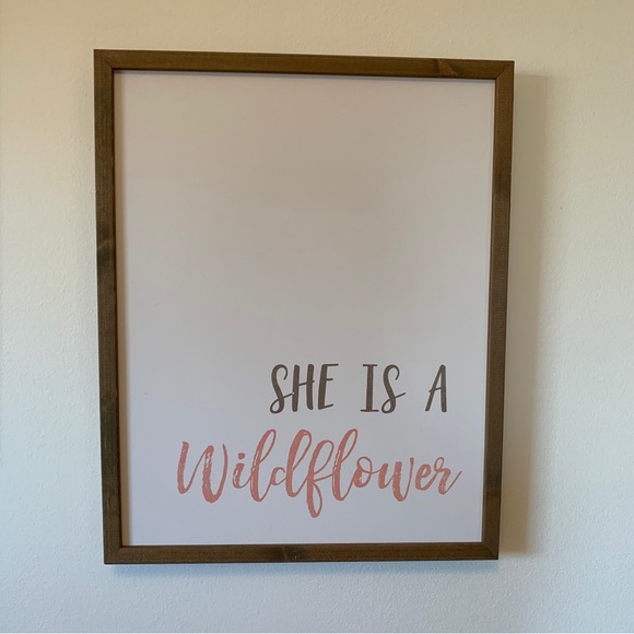 Lot of 2 Wall Art Decor Little Girl Nursery Baby Quote Framed Wildflowers Roses - Picture 4 of 5